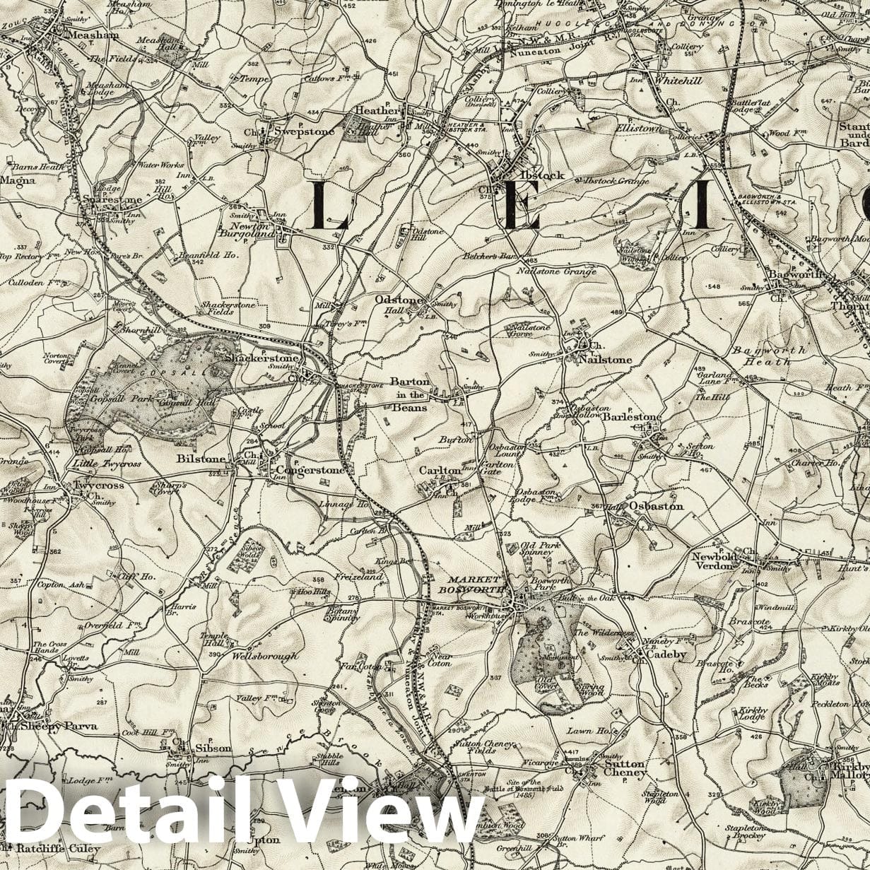 Atherstone - Survey Map, 1899 - Ordnance Survey Historical Map Print