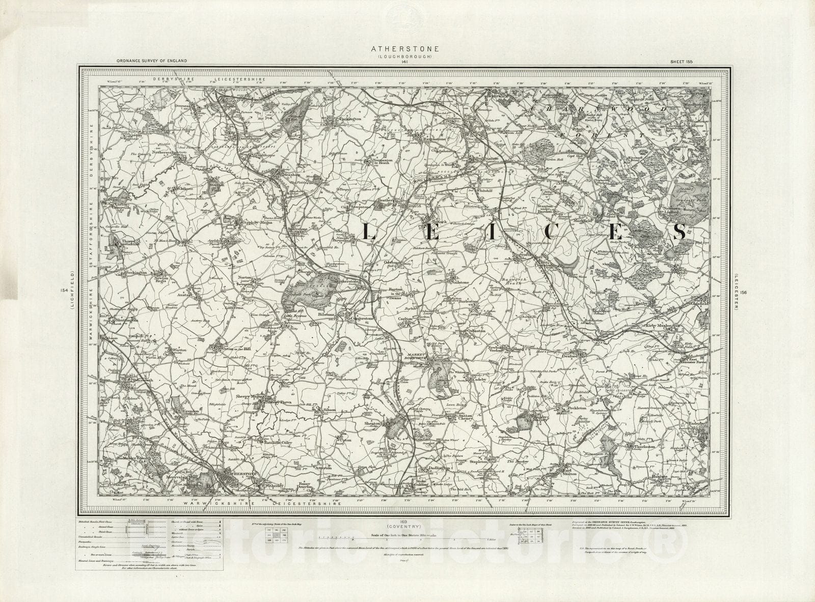Historic Map : 155 Atherstone 1899 - Vintage Wall Art