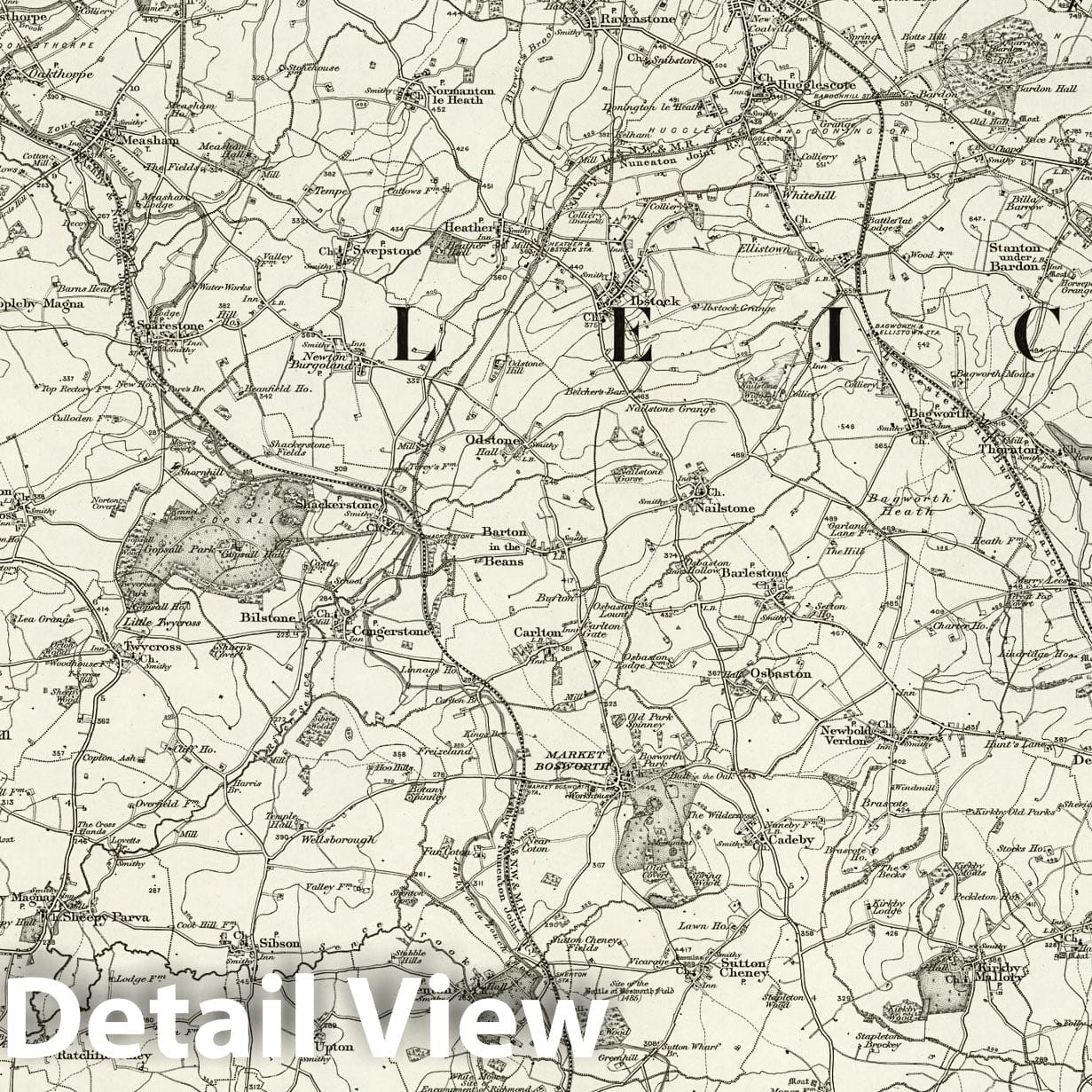 Atherstone - Survey Map, 1899 - Ordnance Survey Historical Map Print