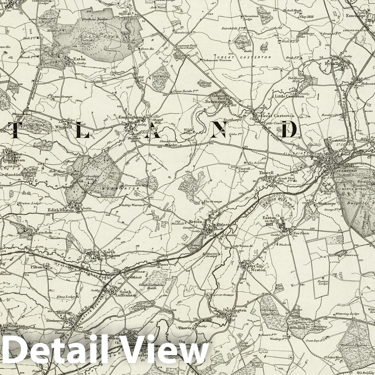 Stamford - Survey Map, 1899 - Ordnance Survey England