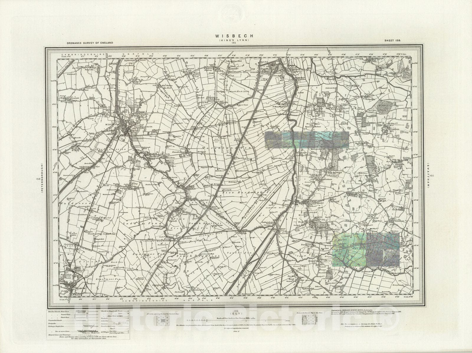 Historic Map : 159 Wisbech 1898 - Vintage Wall Art