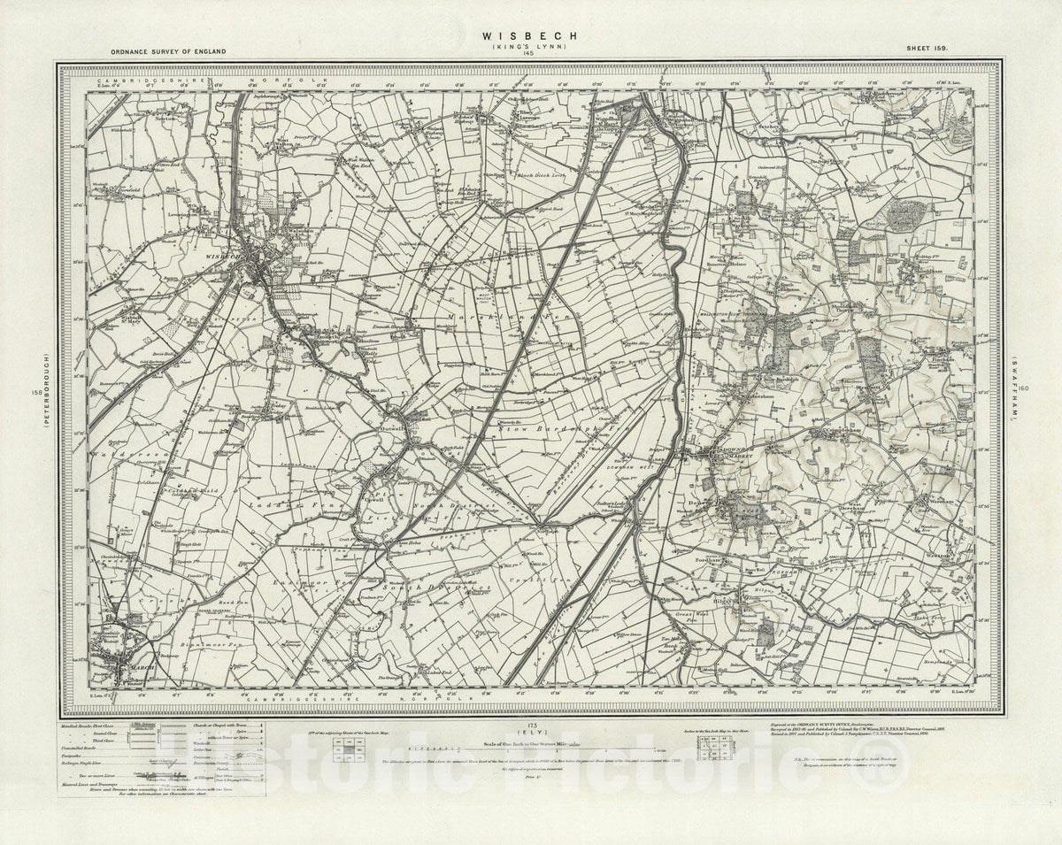 Historic Map : 159 Wisbech (Hills) 1898 - Vintage Wall Art