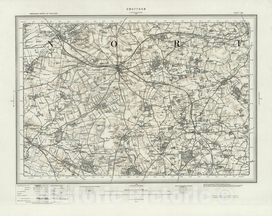 Historic Map : 160 Swaffham (Hills) 1898 - Vintage Wall Art