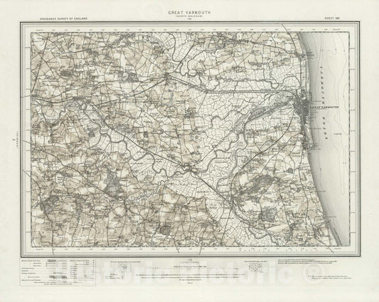 Historic Map : 162 Great Yarmouth (Hills) 1898 - Vintage Wall Art