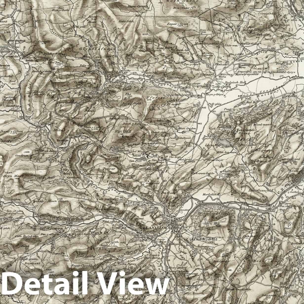 Llanidloes - Survey Map, 1899 - Historical Map Print
