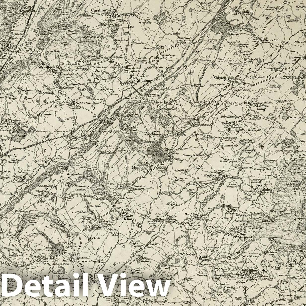 Church Stretton - Survey Map, 1899 - Ordnance Survey Topographic Print