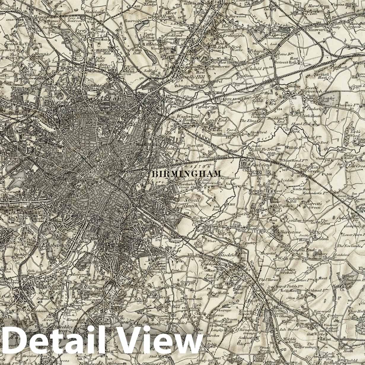 Birmingham - Survey Map, 1899 - Ordnance Survey Topographic Map Print