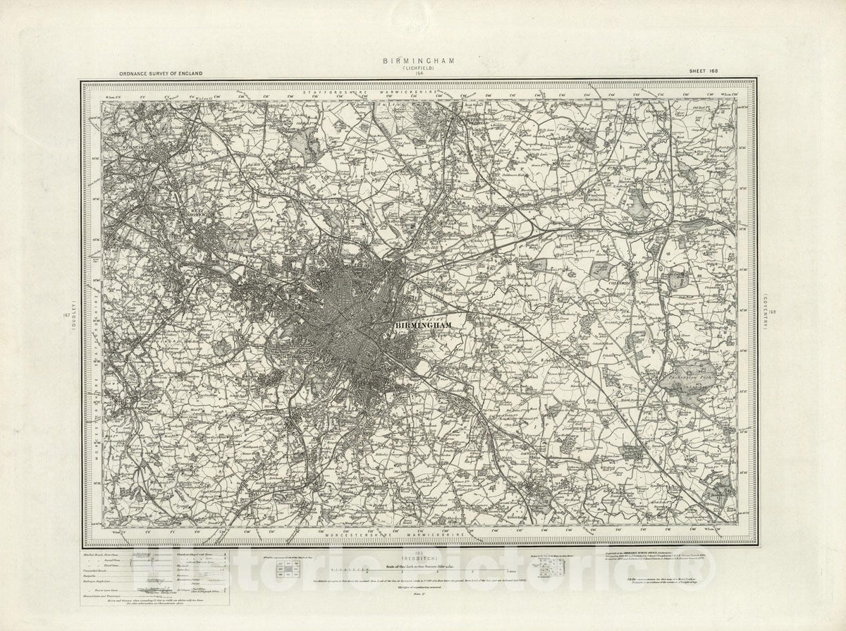 Historic Map : 168 Birmingham 1899 - Vintage Wall Art