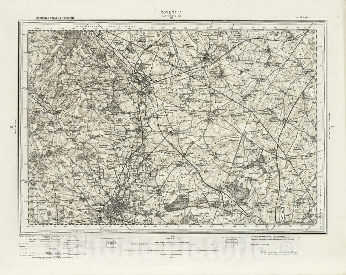 Historic Map : 169 Coventry (Hills) 1899 - Vintage Wall Art
