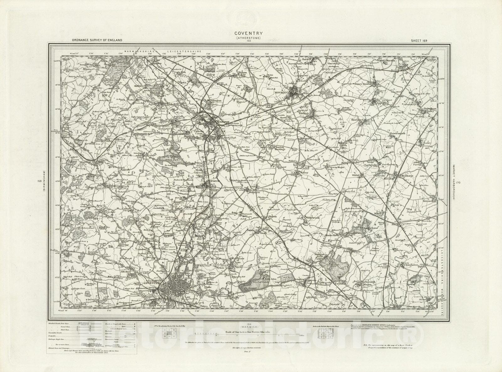 Historic Map : 169 Coventry 1899 - Vintage Wall Art