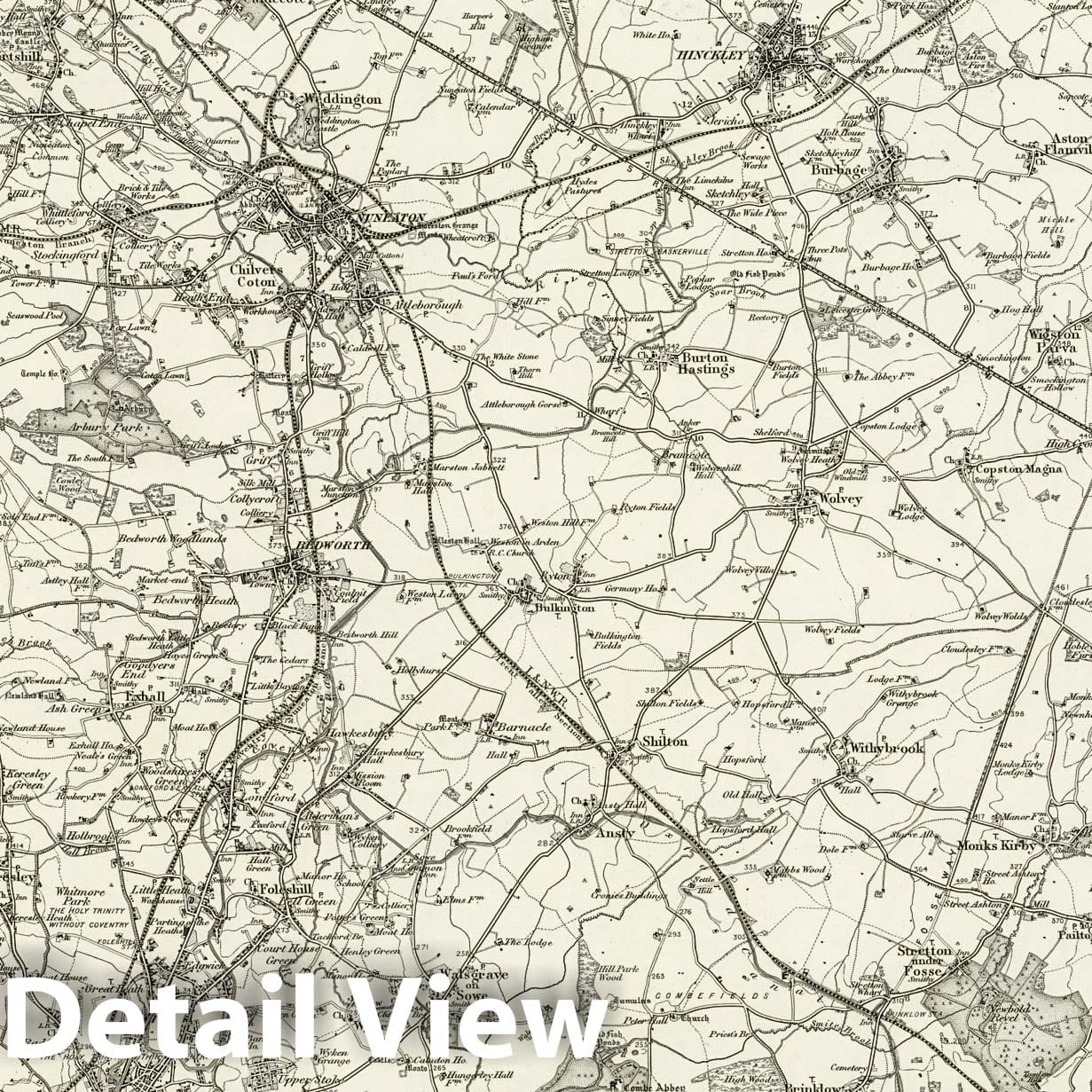 Coventry - Survey Map, 1899 - Ordnance Survey Topographic Map Print
