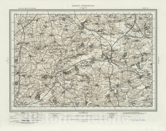 Historic Map : 170 Market Harborough (Hills) 1898 - Vintage Wall Art