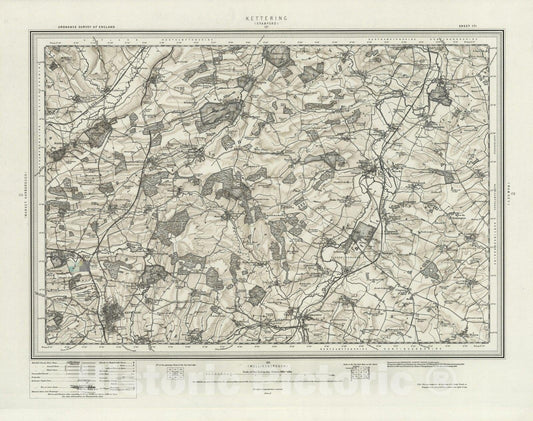 Historic Map : 171 Kettering (Hills) 1898 - Vintage Wall Art