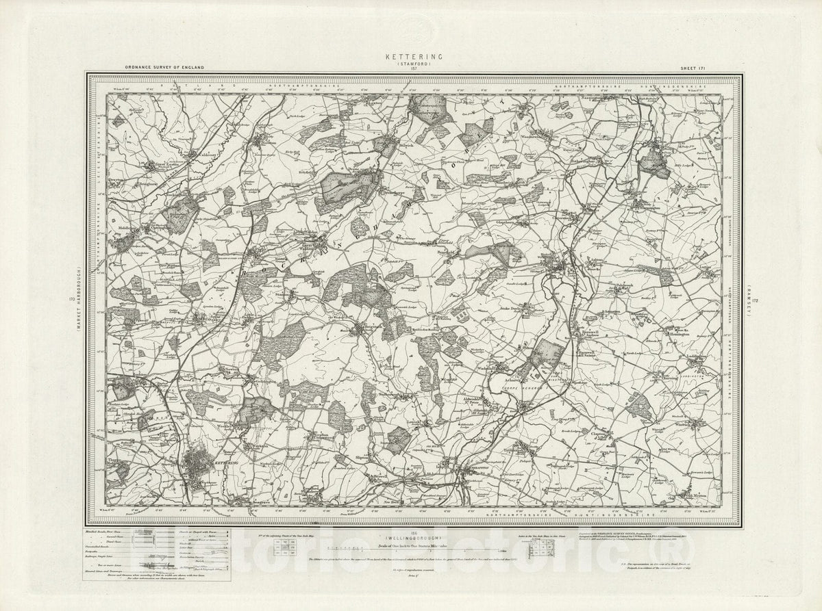 Historic Map : 171 Kettering 1898 - Vintage Wall Art