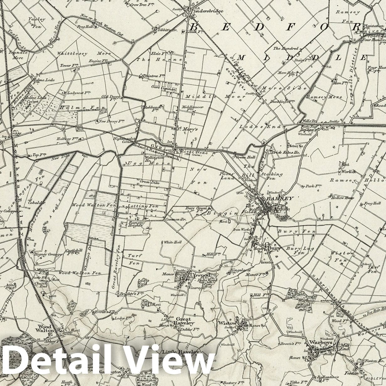 Ramsey - Survey Map, 1898 - Ordnance Survey of England