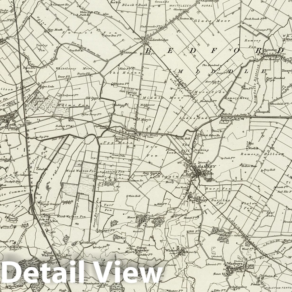 Ramsey - Survey Map, 1898 - Ordnance Survey Historical Map Print