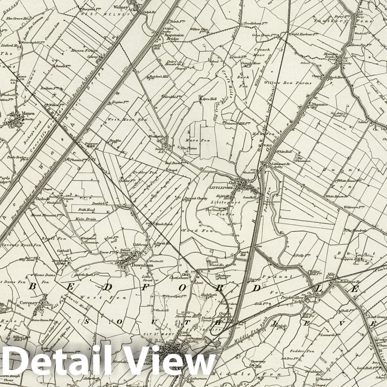 Ely, England - Survey Map, 1898 - Historical Map Print