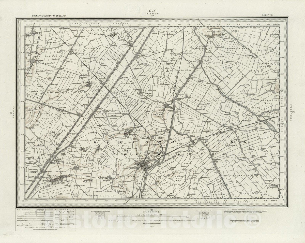 Historic Map : 173 Ely (Hills) 1898 - Vintage Wall Art