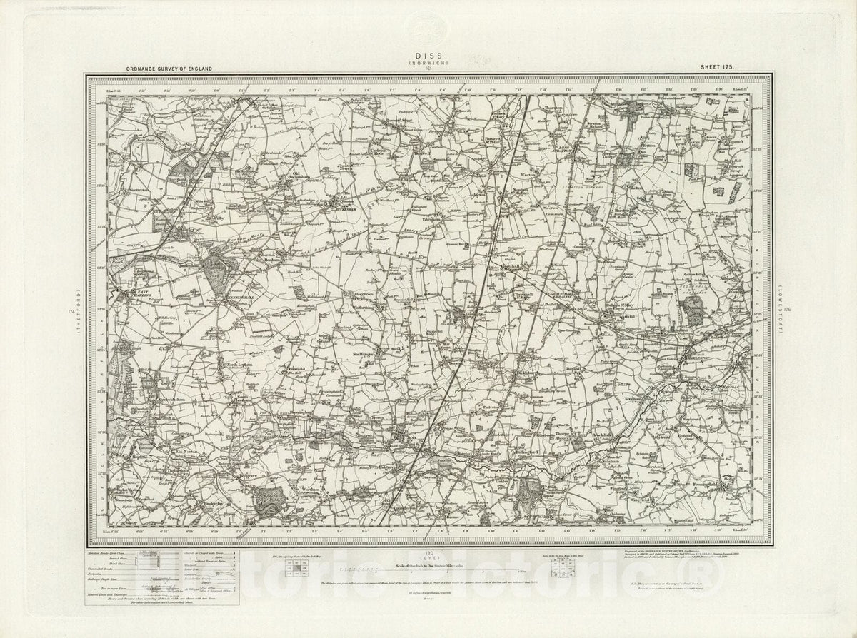 Historic Map : 175 Diss 1898 - Vintage Wall Art