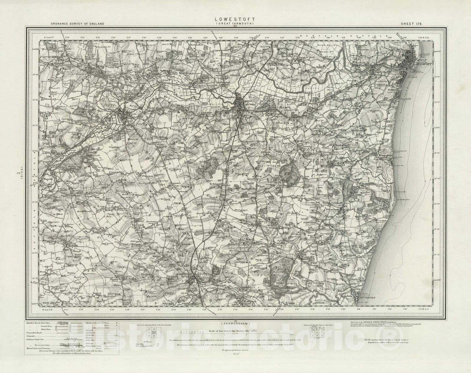 Historic Map : 176 Lowestoft 1899 - Vintage Wall Art