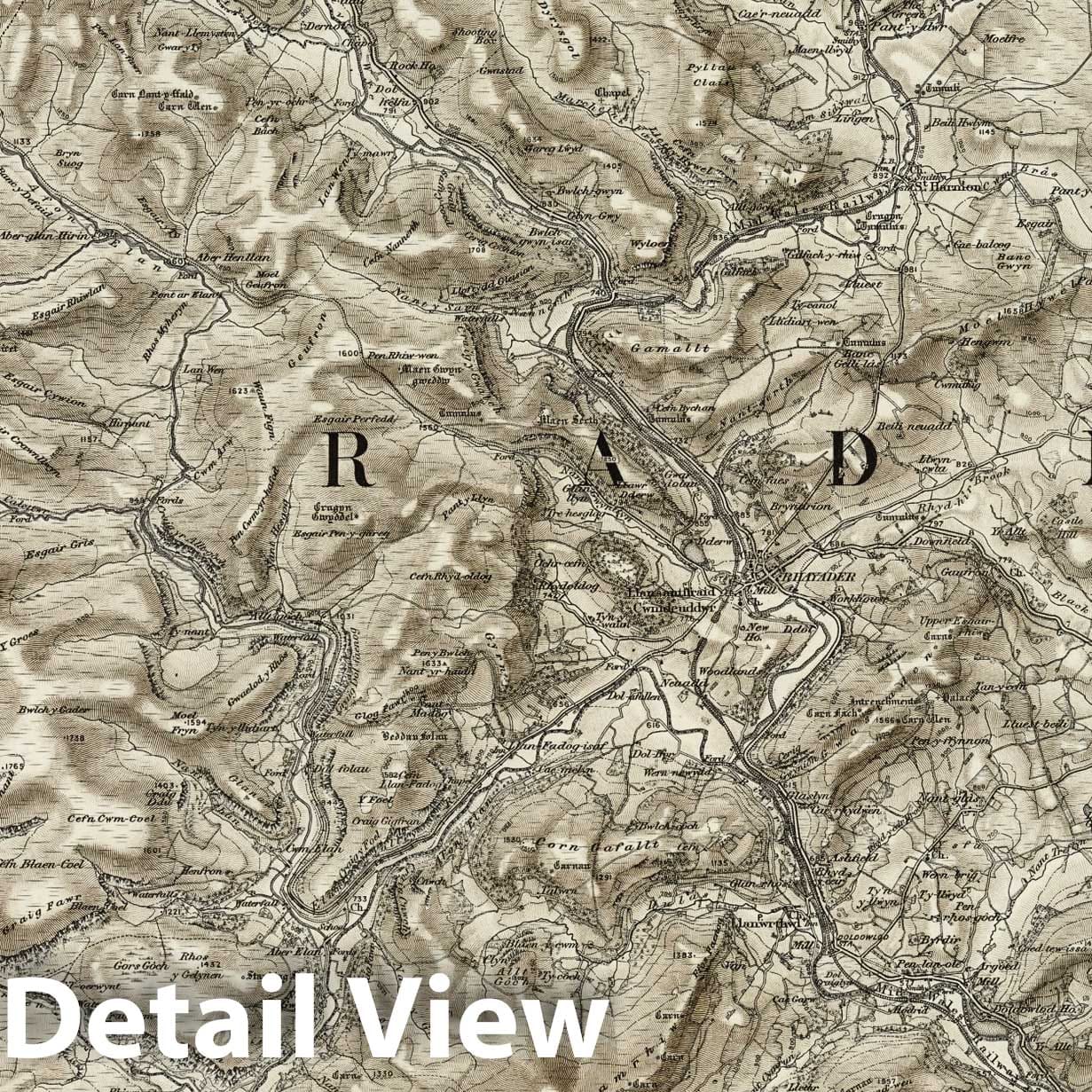 Rhyader - Survey Map, 1898 - Ordnance Survey Historical Map Print