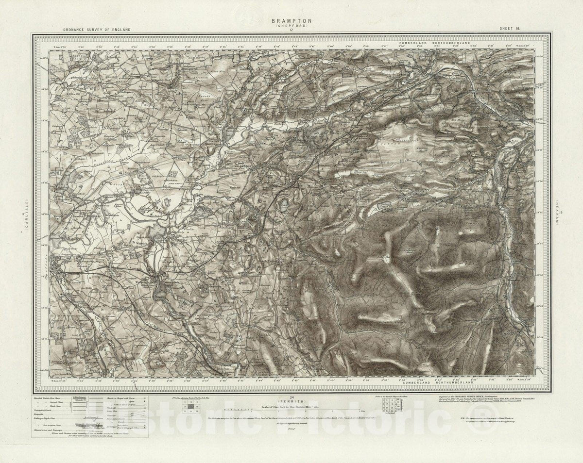 Historic Map : 18 Brampton (Hills) 1898 - Vintage Wall Art