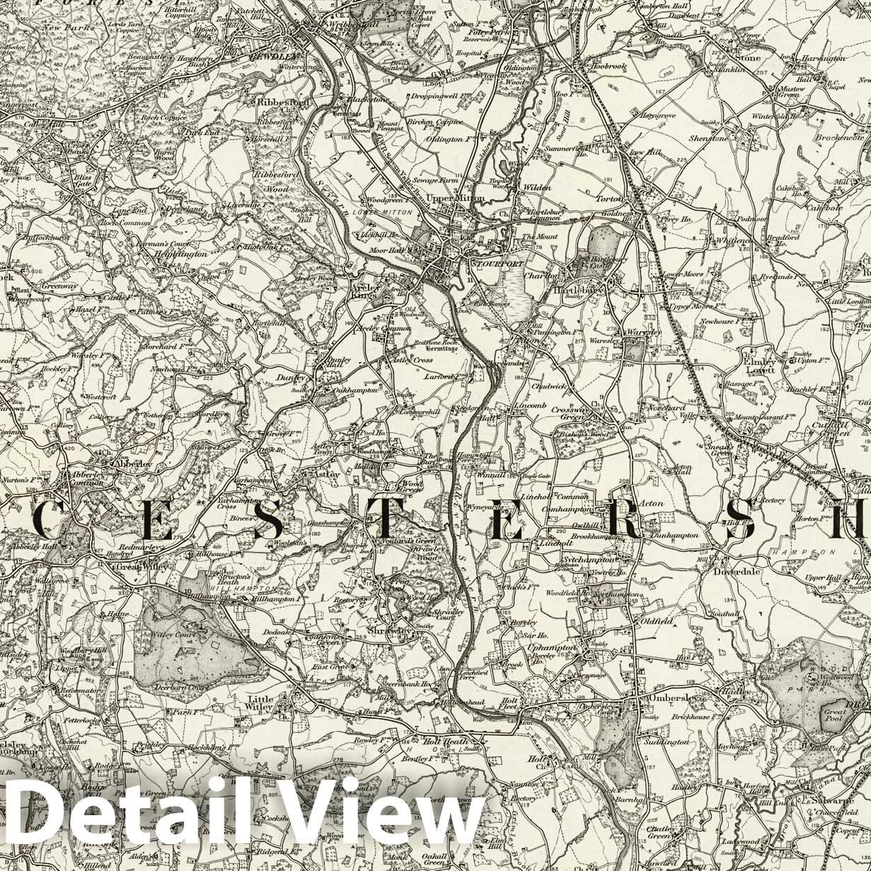 Droitwich - Survey Map, 1898 - Ordnance Survey Topographic Map Print