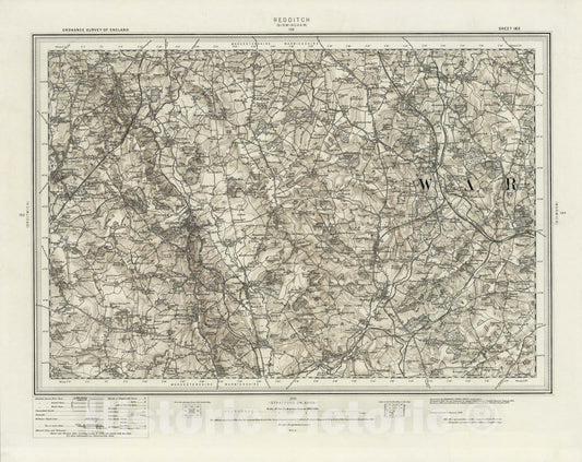 Historic Map : 183 Redditch (Hills) 1898 - Vintage Wall Art
