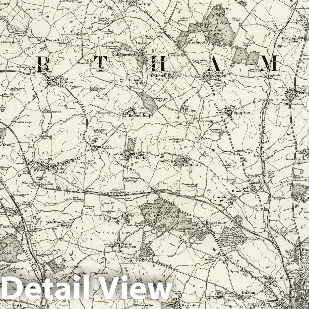 Northampton - Survey Map, 1899 - Ordnance Survey Historical Map Print