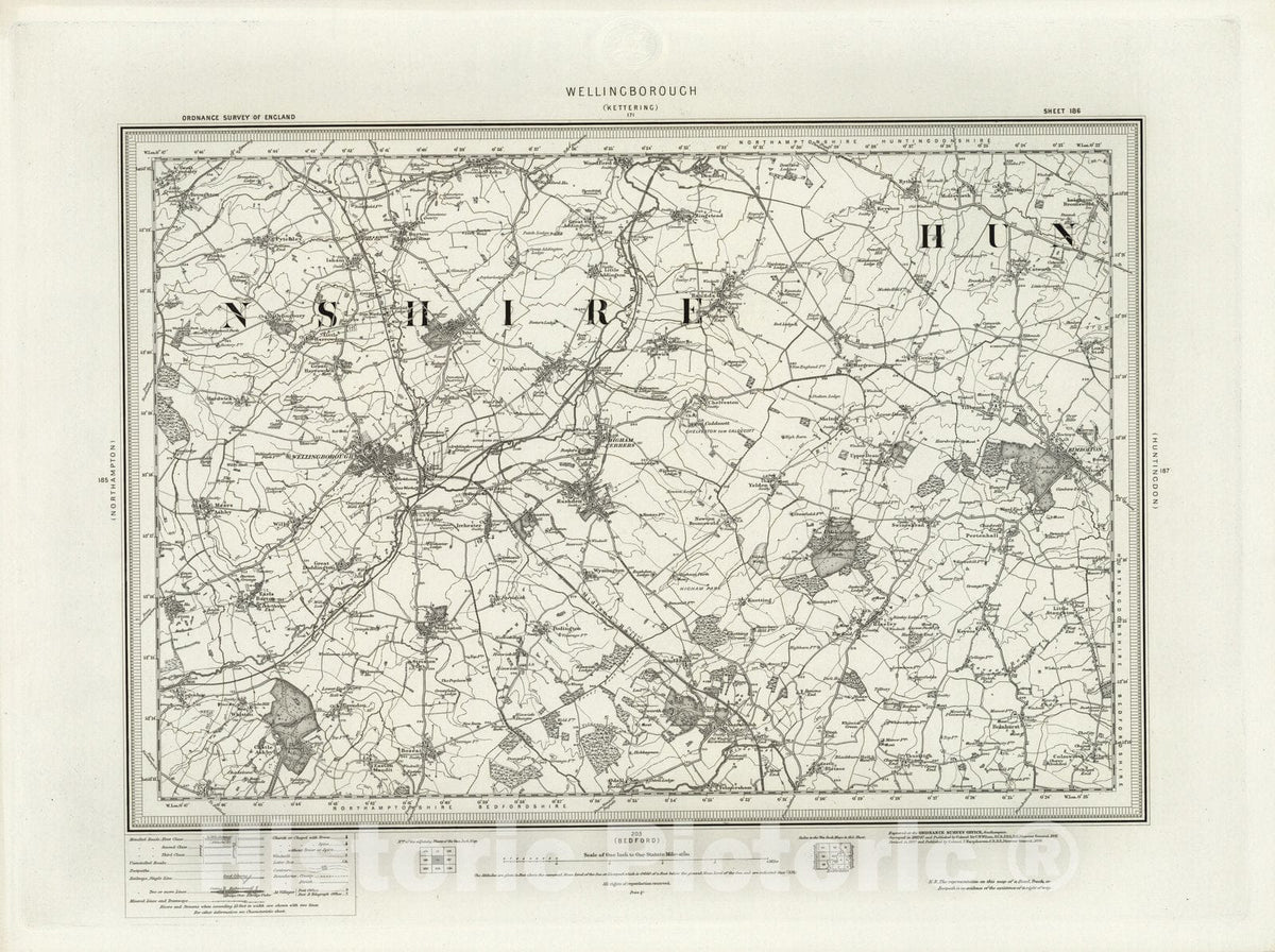 Historic Map : 186 Wellingborough 1898 - Vintage Wall Art
