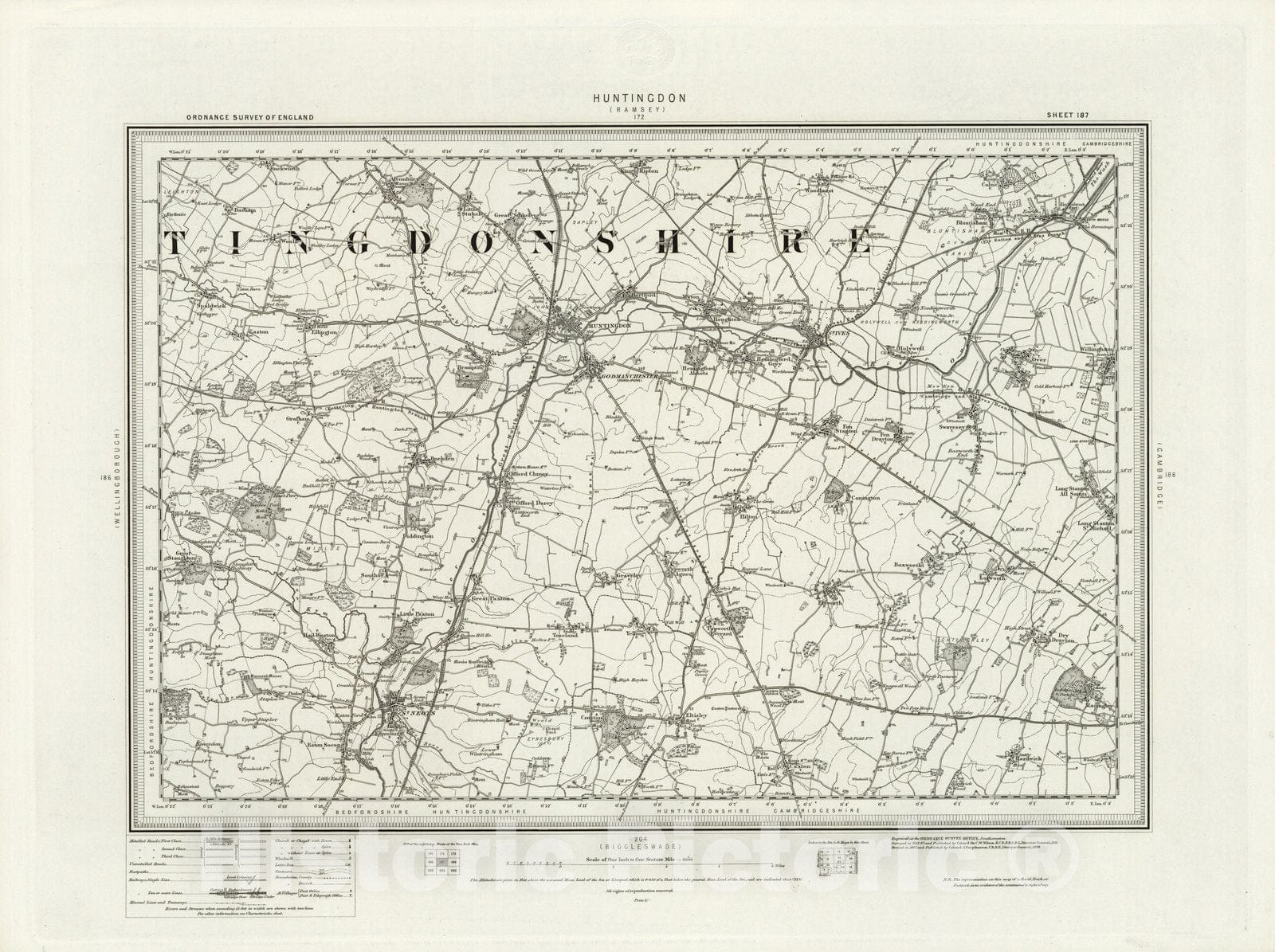 Historic Map : 187 Huntingdon 1899 - Vintage Wall Art
