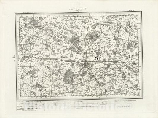 Historic Wall Map : 189 Bury St Edmunds 1898 - Vintage Wall Art