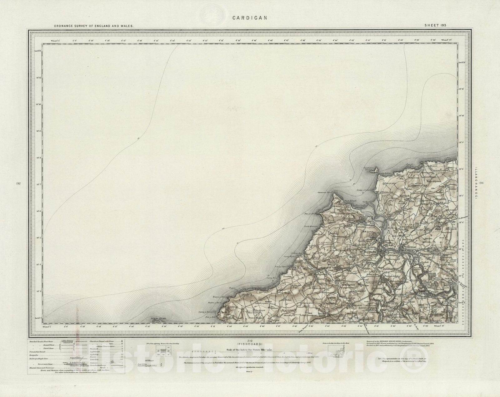 Historic Map : 193 Cardigan (Hills) 1898 - Vintage Wall Art