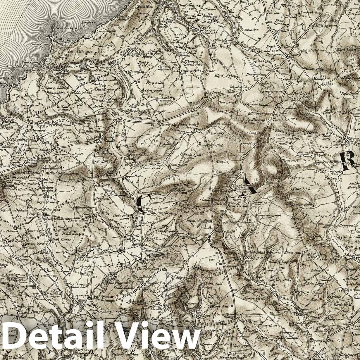 Llangranog - Survey Map, 1899 - Ordnance Survey Historical Map Print