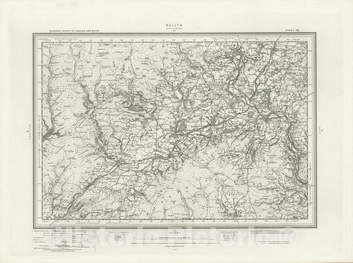 Historic Map : 196 Builth 1899 - Vintage Wall Art