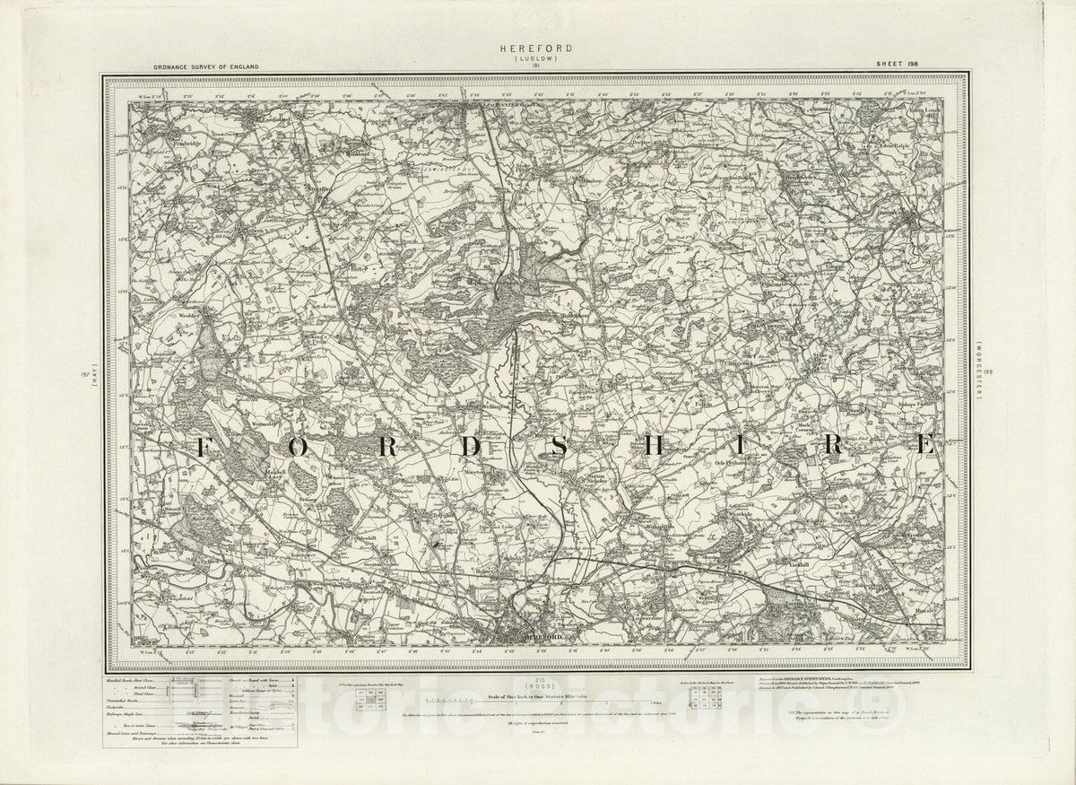 Historic Map : 198 Hereford 1898 - Vintage Wall Art