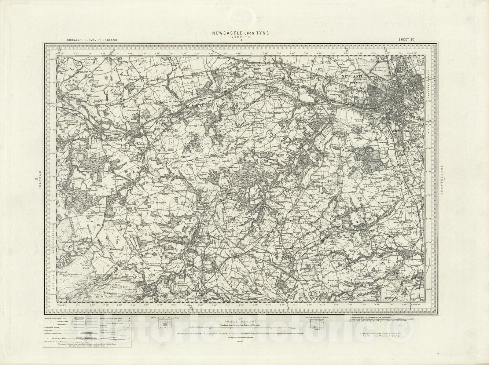 Historic Map : 20 Newcastle upon Tyne 1898 - Vintage Wall Art