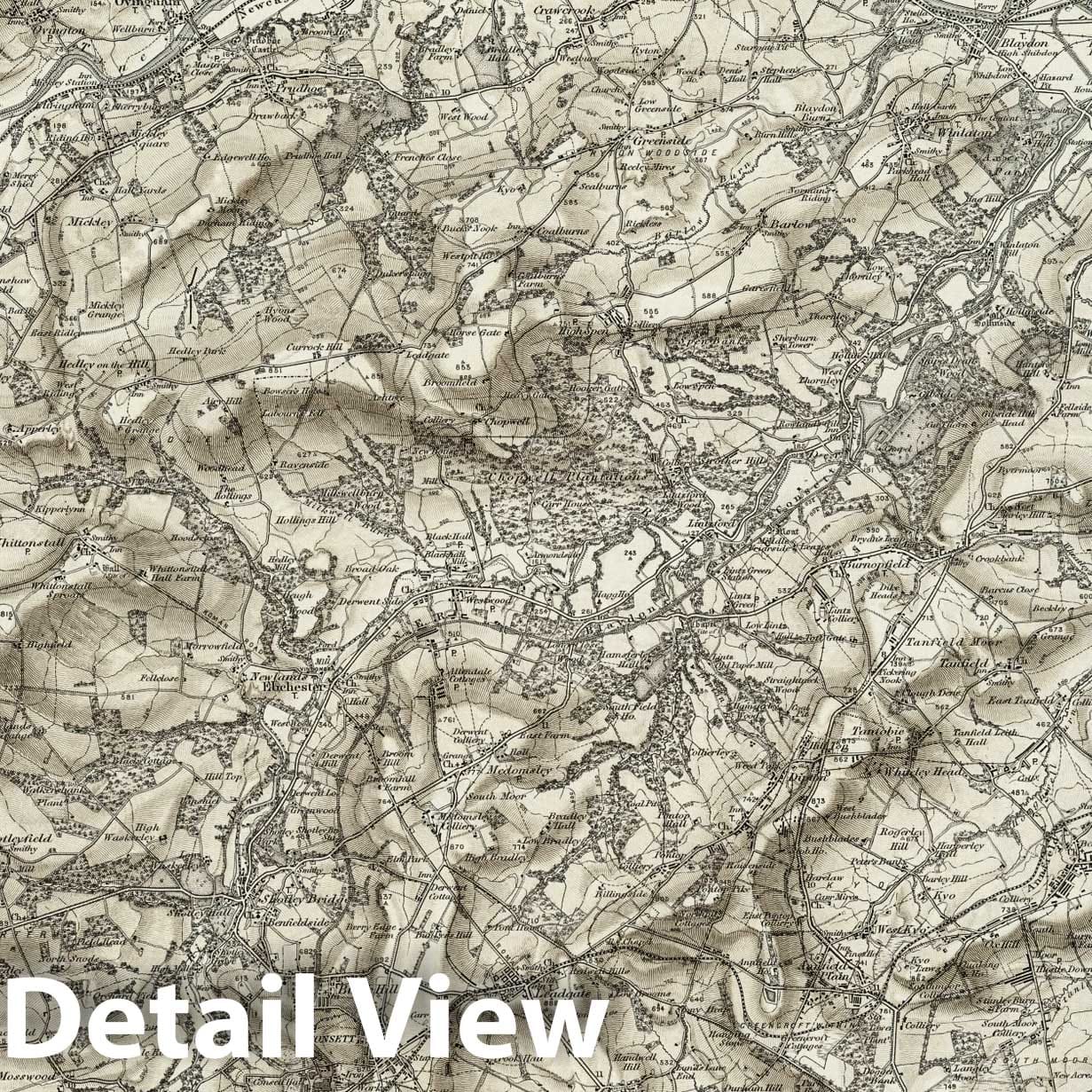 Newcastle upon Tyne - Survey Map, 1898 - Historical Ordnance Survey Print