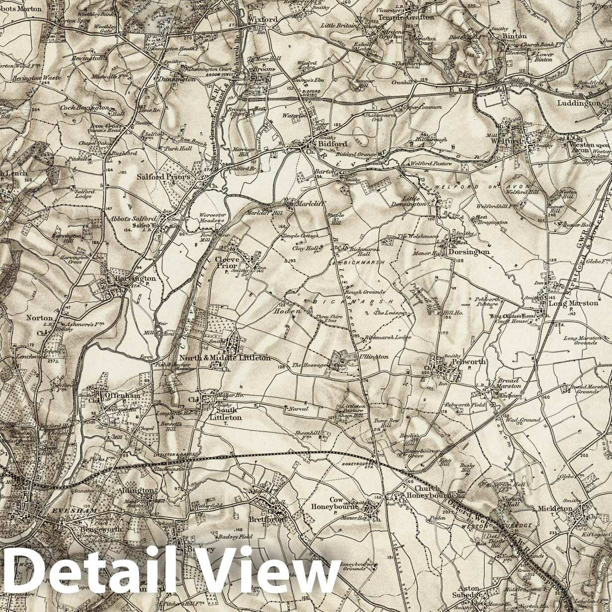 Stratford on Avon - Survey Map, 1899 - Ordnance Survey Topographic Print