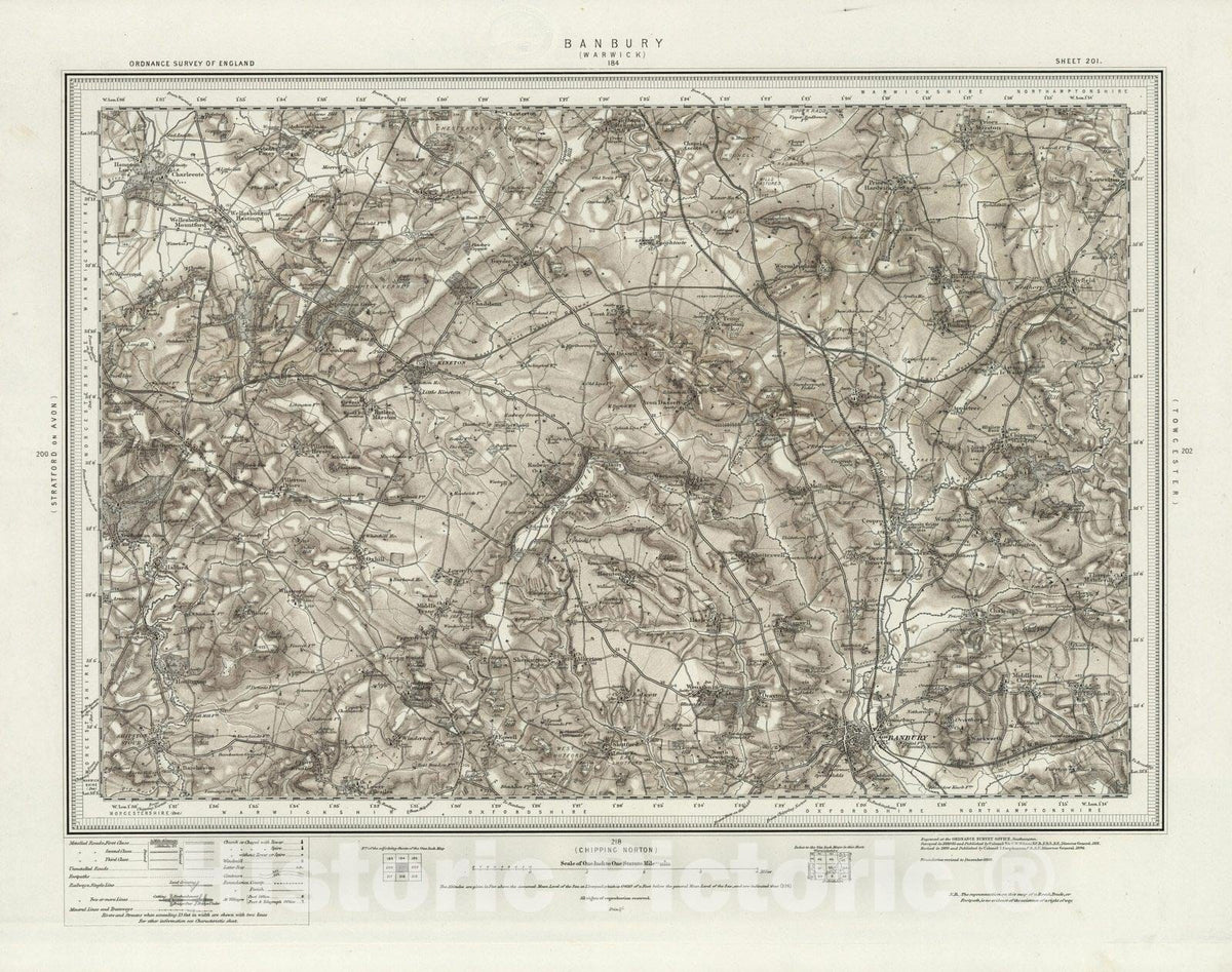 Historic Map : 201 Banbury (Hills) 1896 - Vintage Wall Art