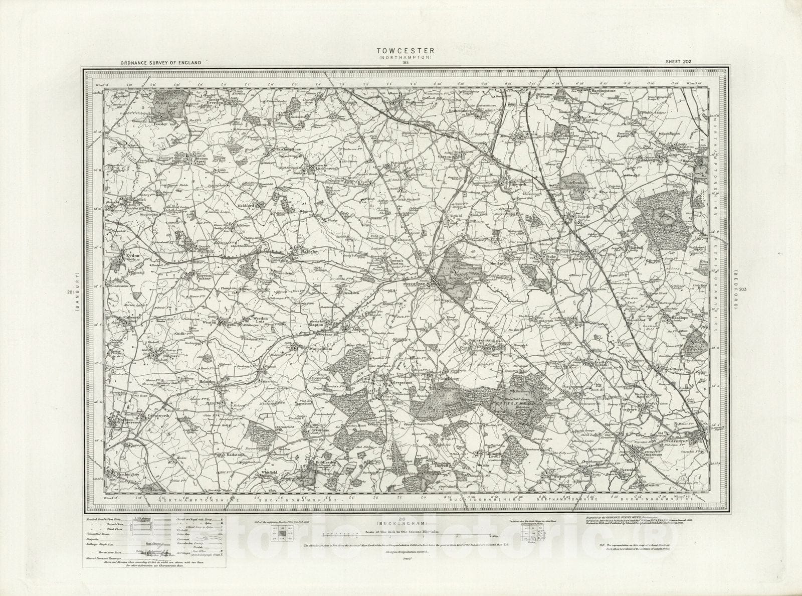 Historic Map : 202 Towcester 1896 - Vintage Wall Art