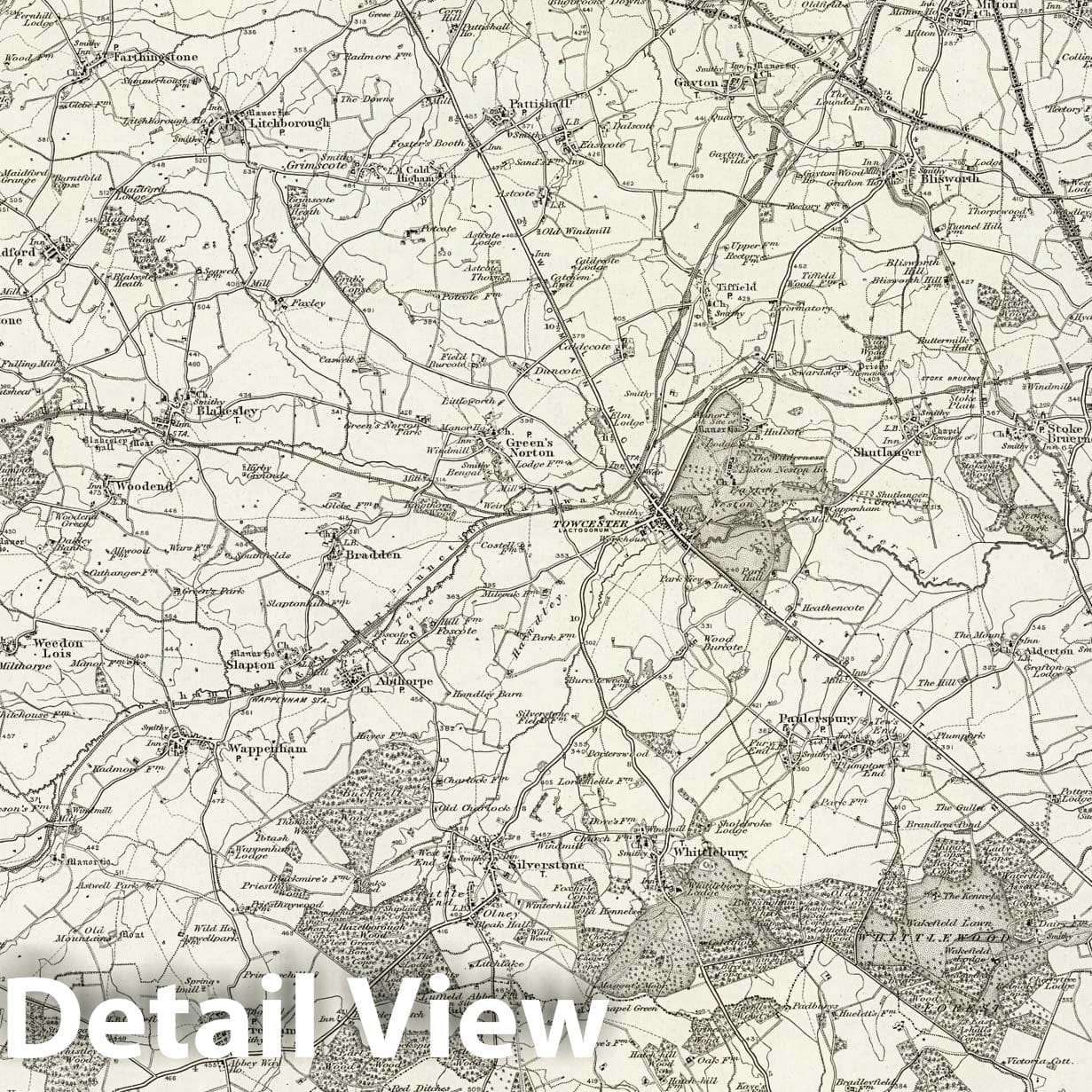 Towcester - Survey Map, 1896 - Ordnance Survey of England