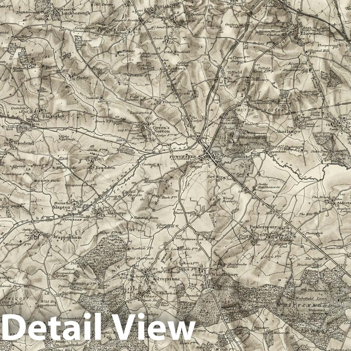 Towcester - Survey Map, 1906 - Ordnance Survey Historical Map Print