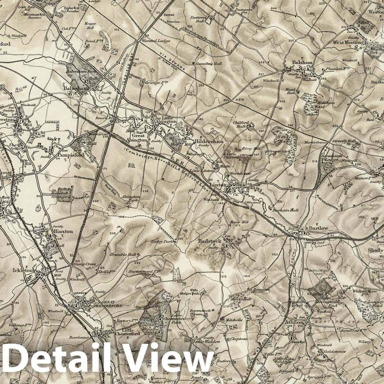 Saffron Walden - Survey Map, 1895 - Ordnance Survey Historical Map Print