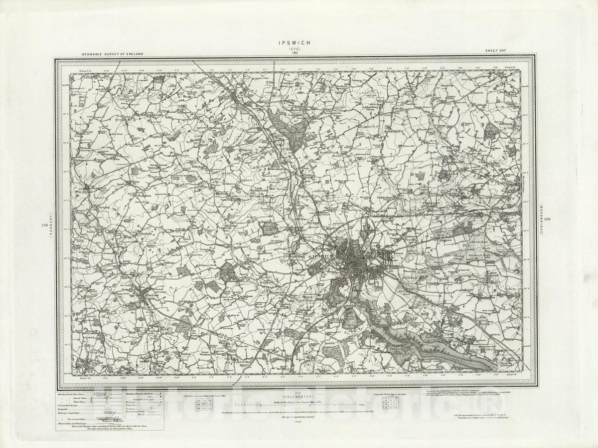 Historic Map : 207 Ipswich 1896 - Vintage Wall Art