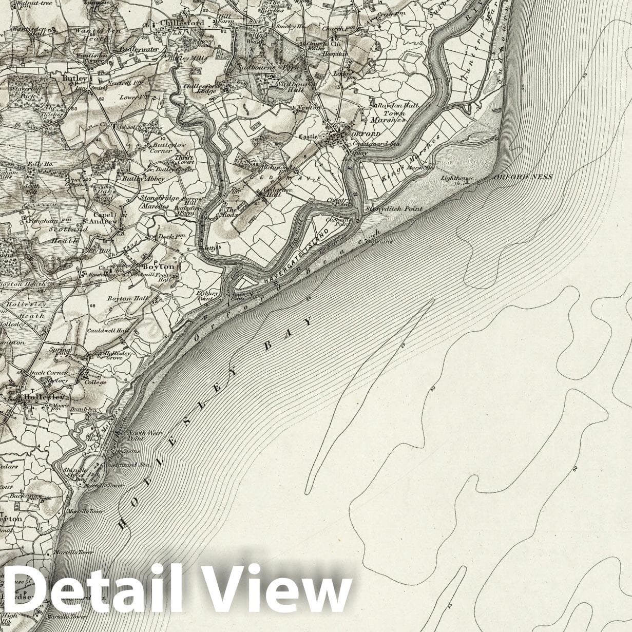 Woodbridge - Survey Map, 1907 - Ordnance Survey Historical Print