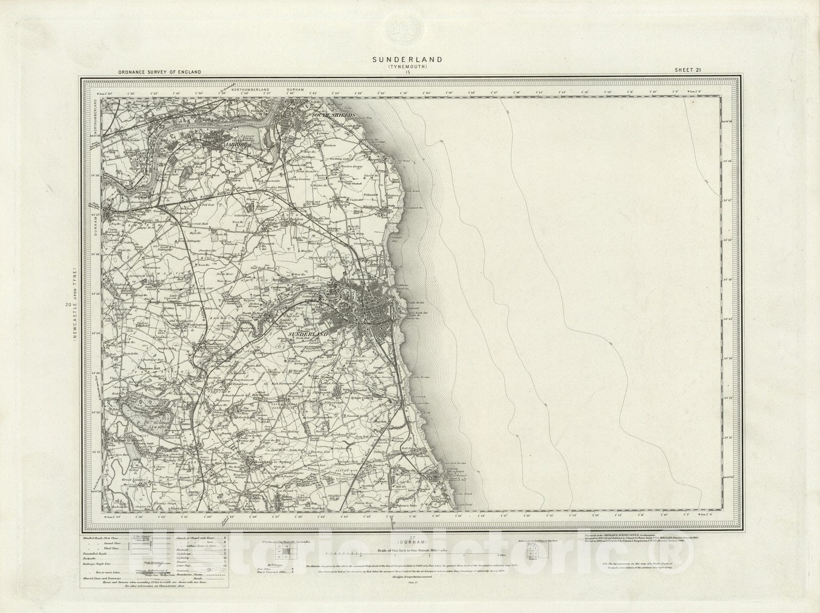 Historic Map : 21 Sunderland 1898 - Vintage Wall Art