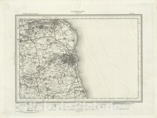 Historic Map : 21 Sunderland 1898 - Vintage Wall Art