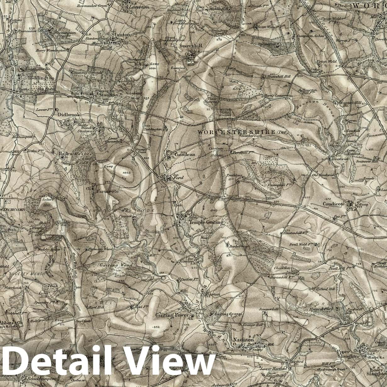 Moreton in the Marsh, England - Survey Map, 1896 - Historical Map Print