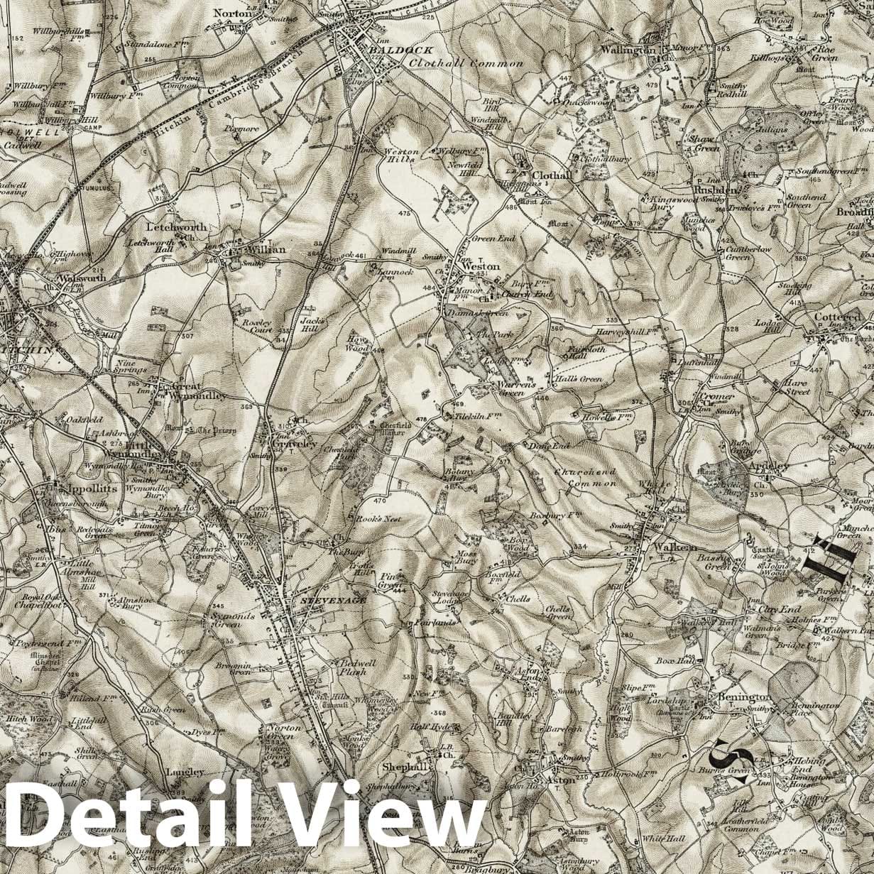 Hitchin - Survey Map, 1904 - Ordnance Survey Historical Map Print
